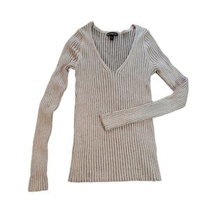 Express gray ribbed v-neck